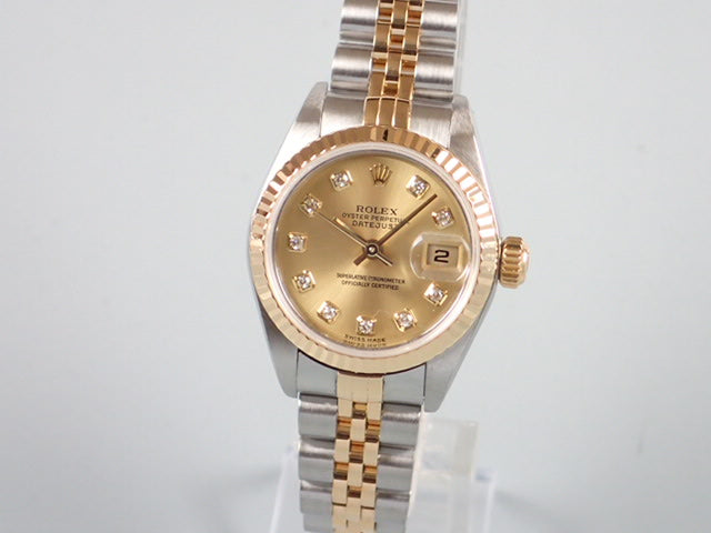 Rolex Datejust Champagne 10P Diamond Dial Ladies