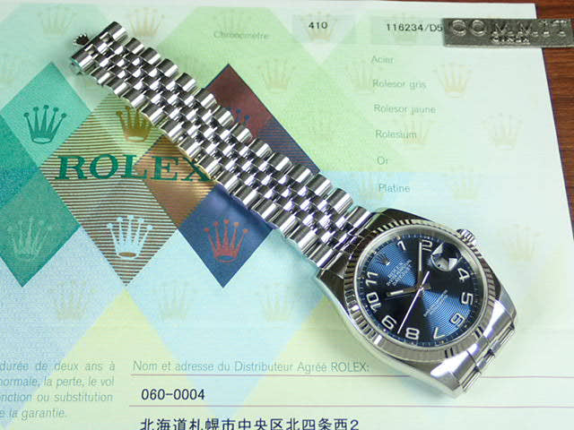 ロレックス デイトジャスト Ref.116234 ブルーコンセントリック文字盤 中古 datejust-54 ジュビリーブレスレット