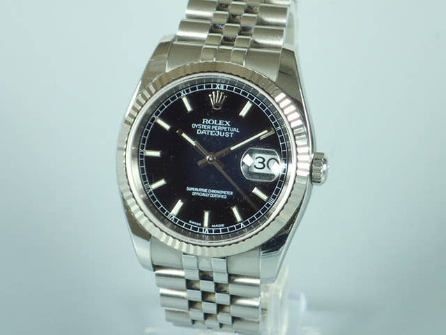 ロレックス デイトジャスト Ref.116234 ブラック バーインデックス文字盤 中古 datejust-55 ジュビリーブレスレット