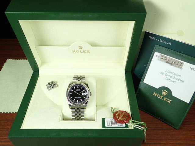 ロレックス デイトジャスト Ref.116234 ブラック バーインデックス文字盤 中古 datejust-55 ジュビリーブレスレット