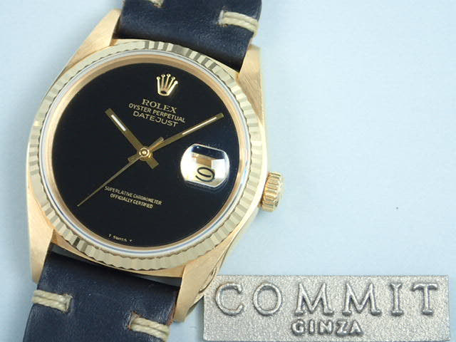ロレックス デイトジャスト Ref.16018 オニキス文字盤 中古 datejust-58 革ベルト
