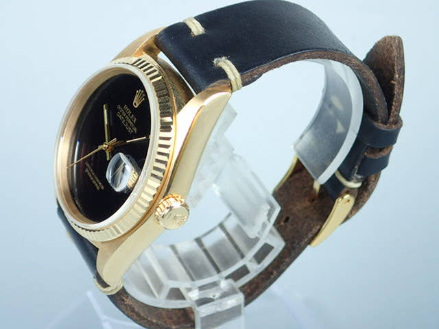 ロレックス デイトジャスト Ref.16018 オニキス文字盤 中古 datejust-58 革ベルト