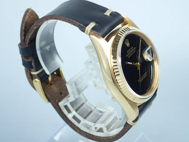 ロレックス デイトジャスト Ref.16018 オニキス文字盤 中古 datejust-58 革ベルト