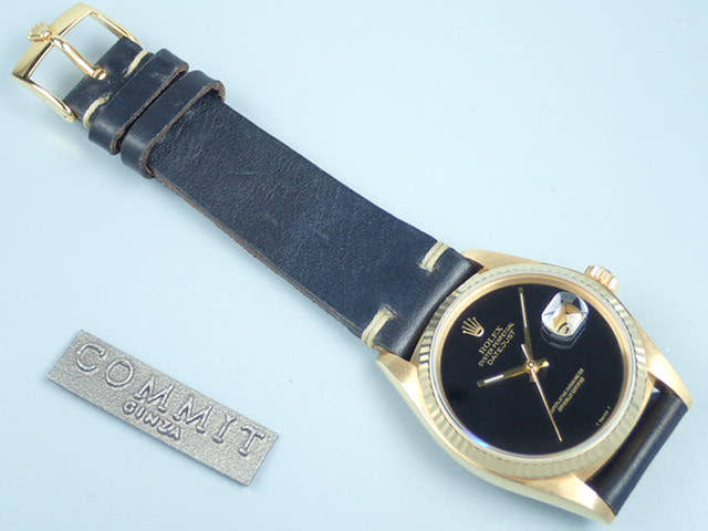 ロレックス デイトジャスト Ref.16018 オニキス文字盤 中古 datejust-58 革ベルト