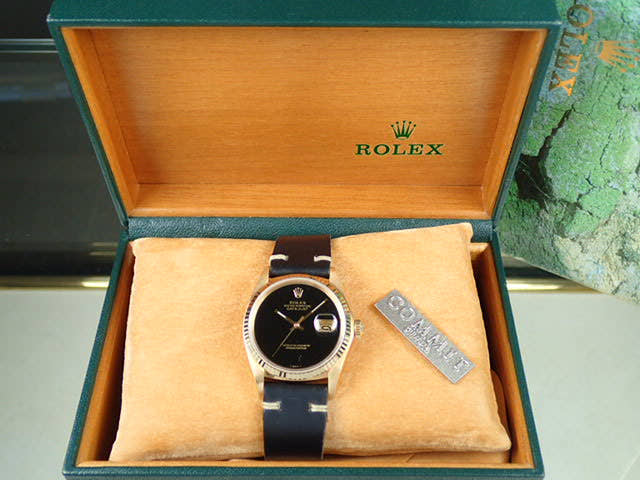 ロレックス デイトジャスト Ref.16018 オニキス文字盤 中古 datejust-58 革ベルト