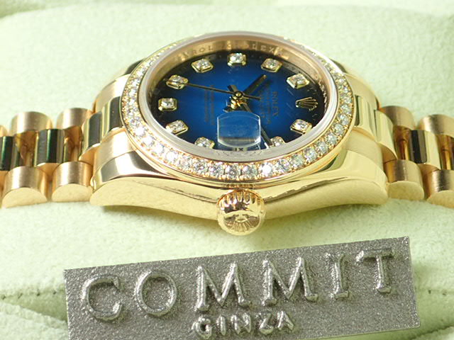 Rolex Datejust Diamond Bezel 10P Blue Gradient Dial Ladies