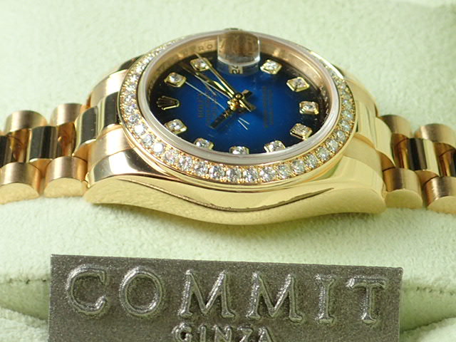 Rolex Datejust Diamond Bezel 10P Blue Gradient Dial Ladies