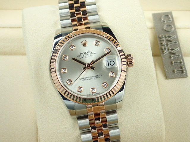 Rolex Datejust Silver 10P Diamond