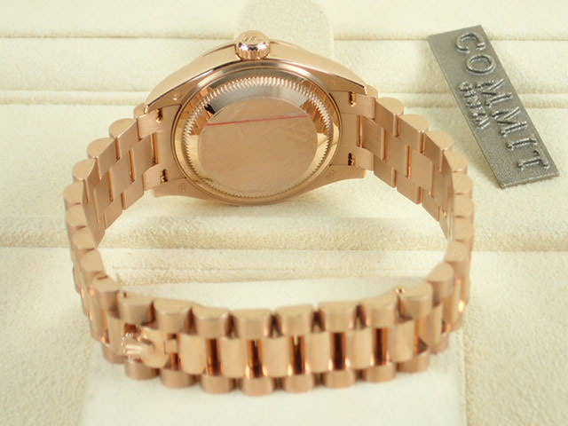 Pre-owned Rolex Datejust Ref. 279135RBR with chocolate dial, 9 star-shaped diamonds, and President bracelet.  (datejust-80)