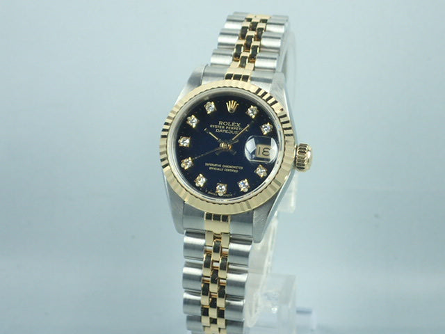 Rolex Datejust Ladies Black 10P Diamond Ref.69173G