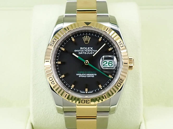 ロレックス デイトジャスト ターノグラフ Ref.116263 ステンレススチール ブラック文字盤