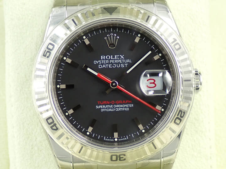 ロレックス デイトジャスト ターノグラフ Ref.116264 ステンレススチール/ホワイトゴールド ブラック文字盤 オイスターブレスレット
