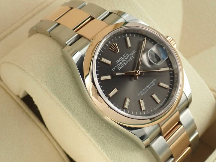 ロレックス デイトジャスト36 Ref.126201 ステンレススチール/エバーローズゴールド スレート文字盤 オイスターブレスレット