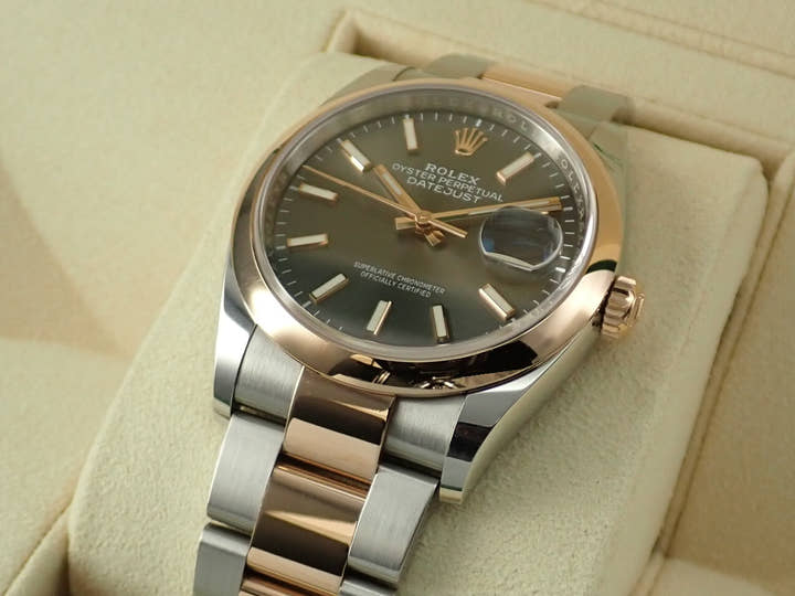 ロレックス デイトジャスト36 Ref.126201 ステンレススチール/エバーローズゴールド スレート文字盤 オイスターブレスレット