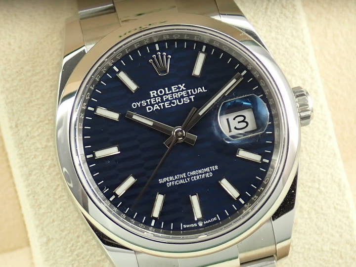 ロレックス デイトジャスト36 Ref.126200 ステンレススチール ブルー フルーテッドモチーフ文字盤 オイスターブレスレット 極美品 J5692C57