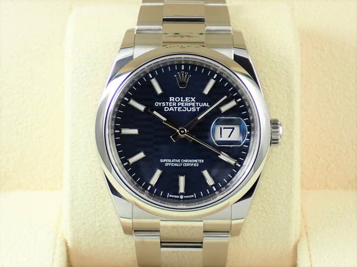 ロレックス デイトジャスト36 Ref.126200 ステンレススチール ブルー フルーテッドモチーフ文字盤 オイスターブレスレット 未使用 8543UJYJ