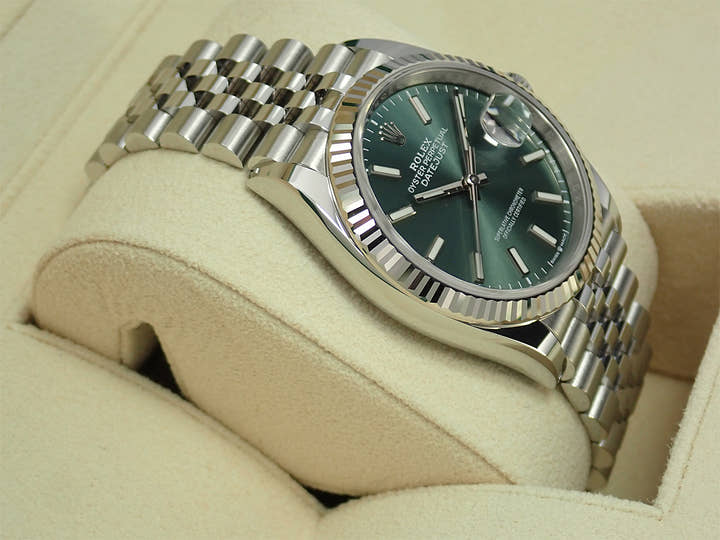 ロレックス デイトジャスト36 Ref.126234 ステンレススチール/ホワイトゴールド ミントグリーン文字盤 ジュビリーブレスレット 未使用 S913HZSS