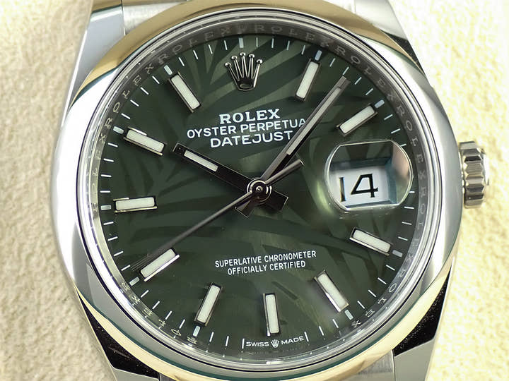 ロレックス デイトジャスト36 Ref.126200 ステンレススチール グリーンパーム文字盤 ジュビリーブレスレット