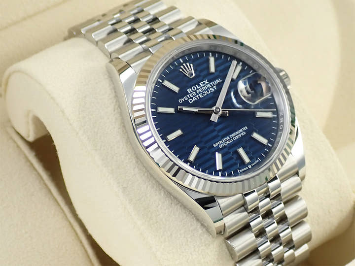 ロレックス デイトジャスト36 Ref.126234 ステンレススチール/ホワイトゴールド ブルー文字盤 ジュビリーブレスレット 美品 28Y6Z31A