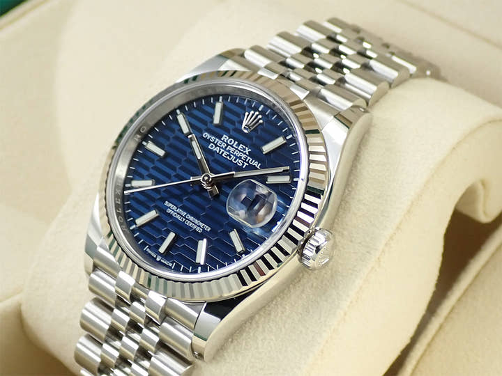 ロレックス デイトジャスト36 Ref.126234 ステンレススチール/ホワイトゴールド ブルー文字盤 ジュビリーブレスレット 美品 28Y6Z31A
