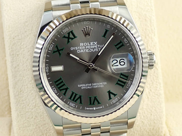 ロレックス デイトジャスト36 Ref.126234 ステンレススチール/ホワイトゴールド スレートローマン文字盤 ジュビリーブレスレット 未使用 3CCSVHVW