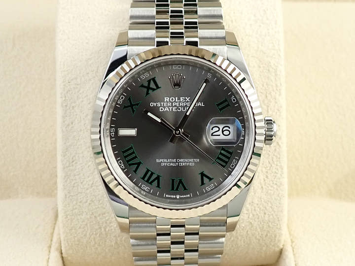 ロレックス デイトジャスト36 Ref.126234 ステンレススチール/ホワイトゴールド スレートローマン文字盤 ジュビリーブレスレット 未使用 3CCSVHVW