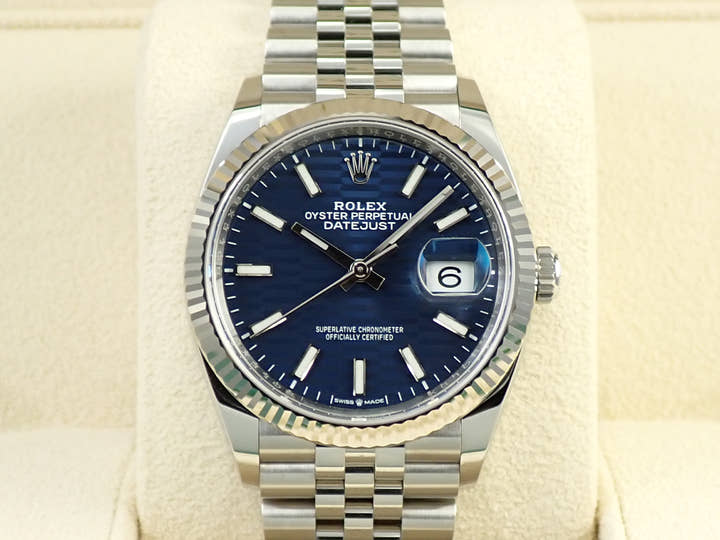 ロレックス デイトジャスト36 Ref.126234 ステンレススチール/ホワイトゴールド ブルー文字盤 ジュビリーブレスレット 美品 7KU13646