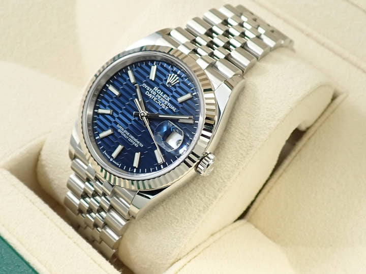 ロレックス デイトジャスト36 Ref.126234 ステンレススチール/ホワイトゴールド ブルー文字盤 ジュビリーブレスレット 美品 7KU13646