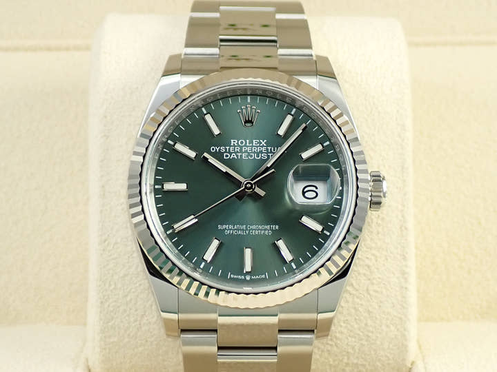 ロレックス デイトジャスト36 Ref.126234 ステンレススチール/ホワイトゴールド ミントグリーン文字盤 オイスターブレスレット