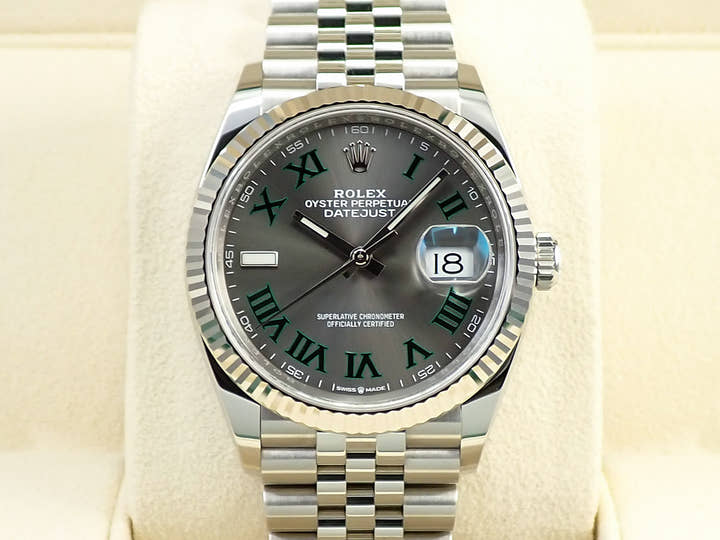 ロレックス デイトジャスト36 Ref.126234 ステンレススチール/ホワイトゴールド スレートローマン文字盤 ジュビリーブレスレット 中古 1KVURJHC