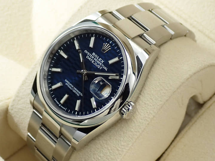 ロレックス デイトジャスト36 Ref.126200 ステンレススチール ブルー フルーテッドモチーフ文字盤 オイスターブレスレット 未使用 18454X60