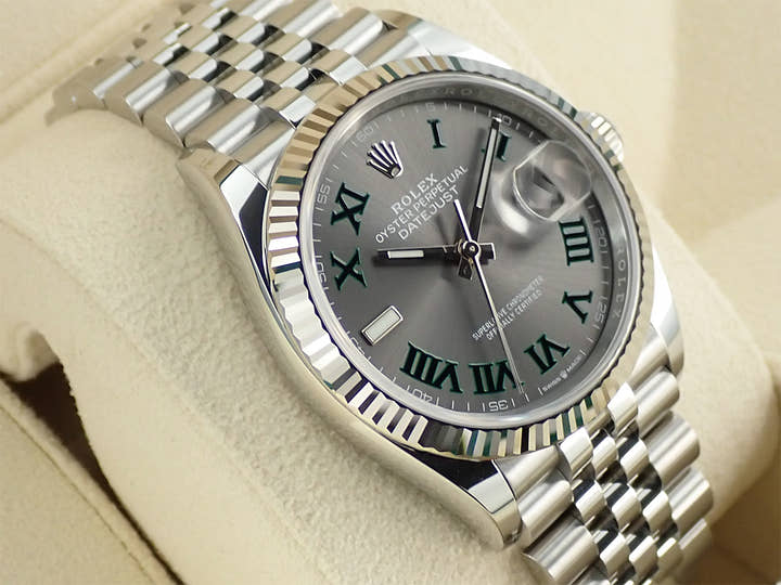 ロレックス デイトジャスト36 Ref.126234 ステンレススチール/ホワイトゴールド スレートローマン文字盤 ジュビリーブレスレット 未使用 P1J25385