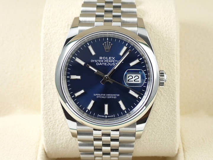Rolex Datejust 36 Ref. 126200 Stainless Steel Bright Blue Dial Jubilee Bracelet