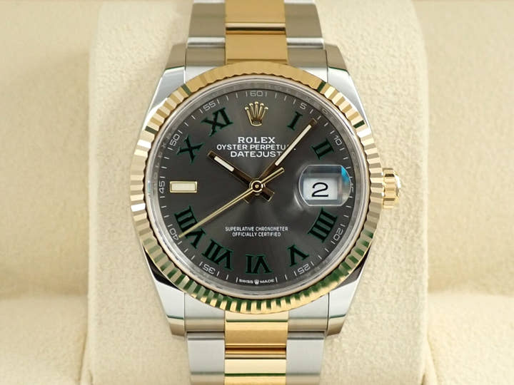 ロレックス デイトジャスト36 Ref.126233 ステンレススチール/イエローゴールド スレートローマン文字盤 オイスターブレスレット