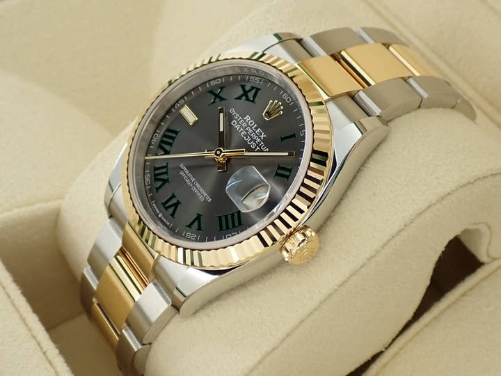 ロレックス デイトジャスト36 Ref.126233 ステンレススチール/イエローゴールド スレートローマン文字盤 オイスターブレスレット
