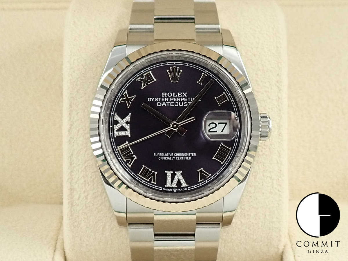 Rolex Datejust 36 Ref. 126234 Stainless Steel/White Gold Aubergine Dial Oyster Bracelet