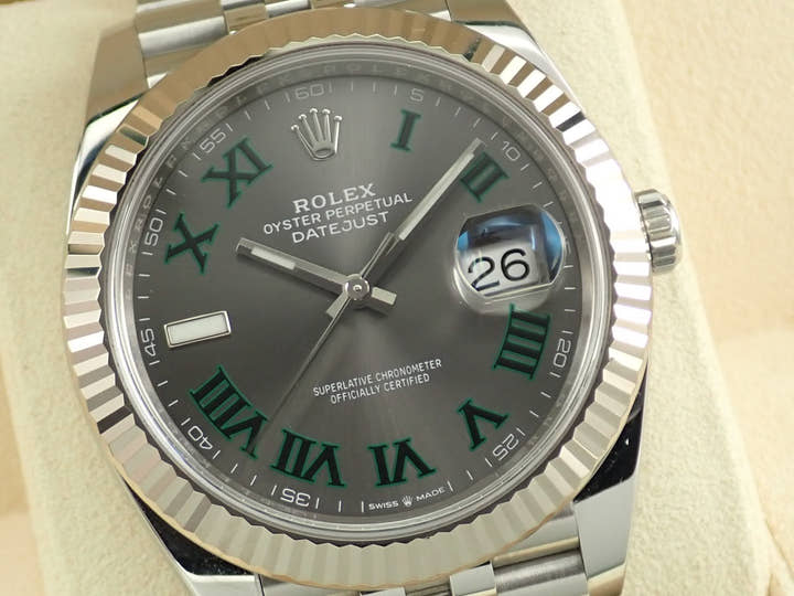ロレックス デイトジャスト41 Ref.126334 ステンレススチール/ホワイトゴールド スレートローマン文字盤 ジュビリーブレスレット 中古 54711593