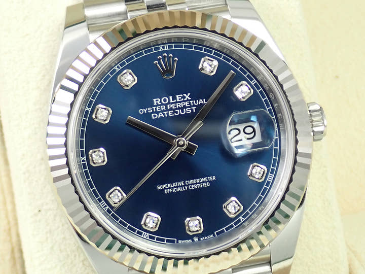 ロレックス デイトジャスト41 Ref.126334G ステンレススチール/ホワイトゴールド ブライトブルー文字盤 ジュビリーブレスレット 未使用 Z34035UP