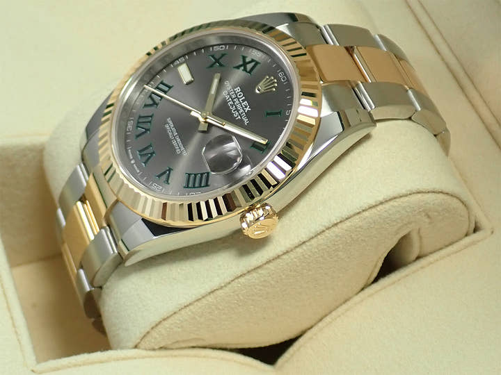 ロレックス デイトジャスト41 Ref.126333 ステンレススチール/イエローゴールド スレートローマン文字盤 オイスターブレスレット