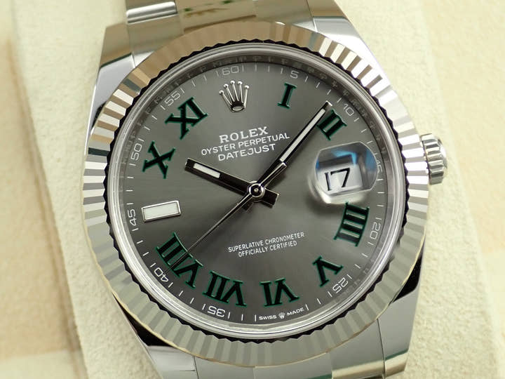 ロレックス デイトジャスト41 Ref.126334 ステンレススチール/ホワイトゴールド スレートローマン文字盤 オイスターブレスレット