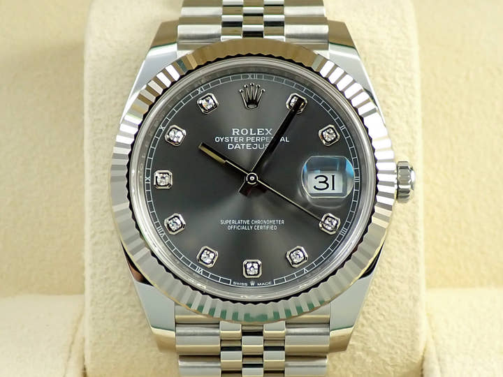 ロレックス デイトジャスト41 Ref.126334 ステンレススチール/ホワイトゴールド スレートx10Pダイヤ文字盤 ジュビリーブレスレット