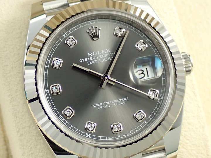 ロレックス デイトジャスト41 Ref.126334 ステンレススチール/ホワイトゴールド スレートx10Pダイヤ文字盤 ジュビリーブレスレット