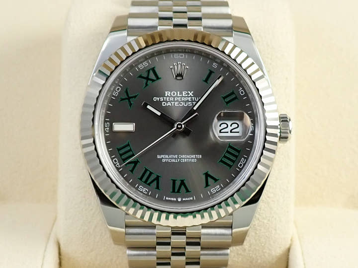 ロレックス デイトジャスト41 Ref.126334 ステンレススチール/ホワイトゴールド スレートローマン文字盤 ジュビリーブレスレット 未使用 2WR12W25