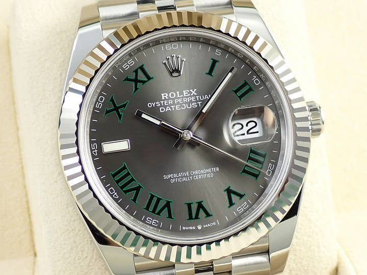 ロレックス デイトジャスト41 Ref.126334 ステンレススチール/ホワイトゴールド スレートローマン文字盤 ジュビリーブレスレット 未使用 2WR12W25