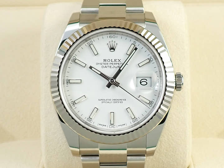 ロレックス デイトジャスト41 Ref.126334 ステンレススチール/ホワイトゴールド ホワイトローマン文字盤 オイスターブレスレット