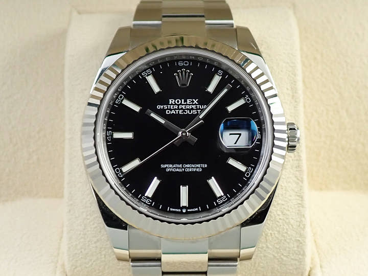 ロレックス デイトジャスト41 Ref.126334 ステンレススチール/ホワイトゴールド ブラック文字盤 オイスターブレスレット