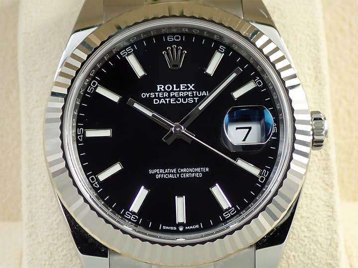 ロレックス デイトジャスト41 Ref.126334 ステンレススチール/ホワイトゴールド ブラック文字盤 オイスターブレスレット