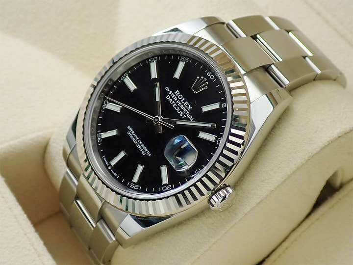 ロレックス デイトジャスト41 Ref.126334 ステンレススチール/ホワイトゴールド ブラック文字盤 オイスターブレスレット