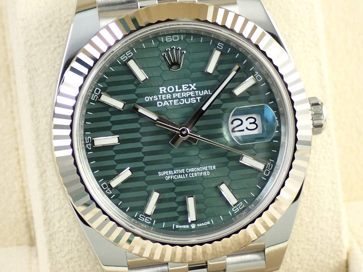 ロレックス デイトジャスト41 Ref.126334 ステンレススチール/ホワイトゴールド ミントグリーン文字盤 ジュビリーブレスレット