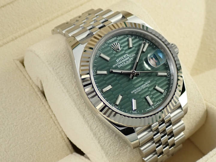 ロレックス デイトジャスト41 Ref.126334 ステンレススチール/ホワイトゴールド ミントグリーン文字盤 ジュビリーブレスレット